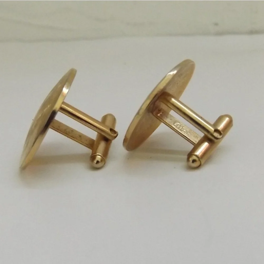 Vintage Signed Alice Swirl Design Gold Tone Monogram Cufflinks